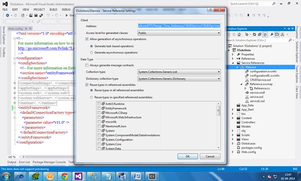 ServiceReferenceSettings dialog box